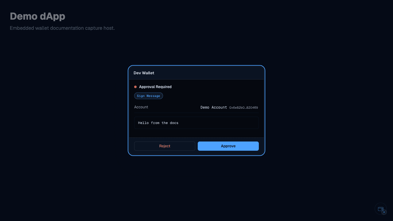 Signing modal showing approval required with message details